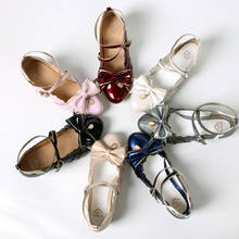 Женские балетки в стиле Лолиты с бабочкой на низком каблуке с закрытым носком; кожаные туфли принцессы с бантом; женская обувь для девочек; cos loli 2024 - купить недорого