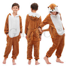 Зимняя мягкая Пижама-Кигуруми для мальчиков, пижама с единорогом, Детский костюм для вечерние, пижама с капюшоном в виде панды, животного из мультфильма для 8, 10, 12, 14, 16T 2024 - купить недорого