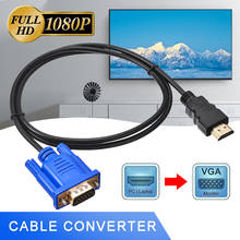 POHIKS-Adaptador de vídeo macho a macho de 1M, Cable de datos HDMI, compatible con VGA, para reproductor HD a proyector HDTV 2024 - compra barato