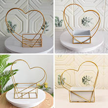 Flower Packaging Vases Stand Prop Geometric Portable Iron Rack Hot Sale Wedding Gifts Gold Metal Frame Heart Tabletop Plant Pot 2024 - buy cheap