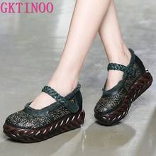 Gktinoo sapatos plataforma artesanais femininos, saltos altos de couro genuíno, linha primavera 2021 2024 - compre barato