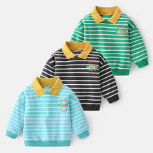 Suéter a rayas de cobertura opcional para niños, camisa de manga larga informal con solapa, estilo de caballero a la moda, de tres colores, novedad de primavera 2024 - compra barato