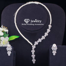 CC свадебный набор украшений для женщин Свадебные аксессуары ожерелье серьги жемчужные ювелирные изделия из драгоценных металлов с квадратными кристаллами Высокое качество кулон T0169 2024 - купить недорого