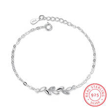 Pulsera de Chian de hojas de plata esterlina 925 para mujer, joyería sencilla, S-B46 2024 - compra barato