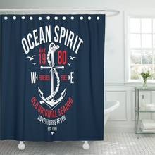 Plantilla de serigrafía de espíritu oceánico, cortina de ducha con gráfico náutico, tela impermeable de 72x78 pulgadas, juego con ganchos 2024 - compra barato