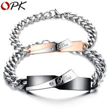 Opk casal pulseira pulseira moda aço inoxidável amor pulseira link corrente brilhante amantes saúde pulseira jóias 2024 - compre barato