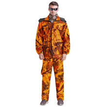 Traje de camuflaje biónico naranja, incluye chaqueta y pantalones para exteriores, caza, pesca, militar, impermeable 2024 - compra barato