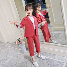 Conjunto de ropa para niños y niñas, traje de otoño para adolescentes, chaqueta, pantalones, 2 uds., ropa escolar Formal para niñas de 3, 6, 8, 10, 12 y 14 años 2024 - compra barato