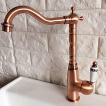 Bathroom Basin Sink Faucet Antique Red Copper Single Ceramics Handle Vessel Tap Mixer Tap Deck Mounted znf412 2024 - buy cheap