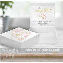 Bachelorette Party floral gold foil gift box customize flower girl gift boxes birthday Favour Box bridesmaid box will you be box 2024 - buy cheap