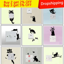 Cartoon DIY Funny Cute Cat Dog Switch Stickers Wall Stickers for kids rooms Decoration Bedroom Parlor Decoration home decor 2024 - buy cheap