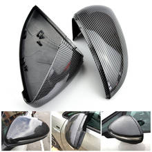 Black Shell Rearview Side Mirror Cover Caps for Volkswagen VW Golf 7 R MK7 7.5 GTI 2013-20 Touran L 2016-19 Carbon Fiber Pattern 2024 - buy cheap