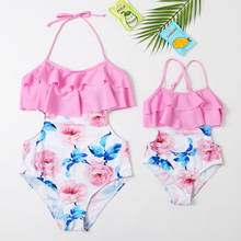 New 2020 Ruffle Style Children's Swimwear one piece Girls Swimsuit Mother&Daughter Swimsuit Family Matching Clothes-SW409 2024 - buy cheap