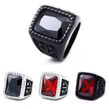 BEIER-anillo de acero inoxidable Vintage para hombre, accesorio de joyería, con piedras de circonita roja, color negro, para regalo, BR8-698 2024 - compra barato