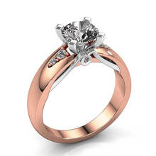 Hd na moda anéis para mulheres, anéis de prata cor dourada e rosa, joia redonda e cúbica, anéis para festa de casamento 2024 - compre barato