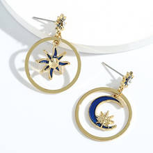 Dvacaman New Design Metal Earrings Geometric Asymmetry Sun Moon Round Drop Dangle Earrings for Women Fashion Jewelry Accessories 2024 - buy cheap
