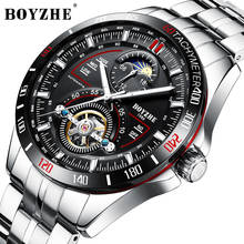 BOYZHE Automatic Mechanical Watch Mens Watches Top Brand Luxury Stainless Steel Tourbillon Sports Watch Men Relogio Masculino 2024 - buy cheap