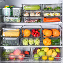 Caixa de armazenamento de alimentos geladeira recipiente com tampa e divisor organizador de geladeira plástico separado frutas vegetais fresco caixa grande ml 2024 - compre barato