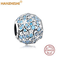 2020 Summer Collection New 925 Sterling Silver Teal Pave Daisy Flower Charm Beads Fit Original pan Charms Bracelet Jewelry 2024 - buy cheap