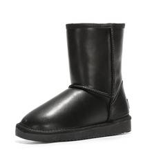 Botas femininas de couro bovino genuíno, botas à prova d'água da moda para mulheres, 2021, couro de vaca genuíno, australiana, sapatos quentes de inverno, 100% 2024 - compre barato