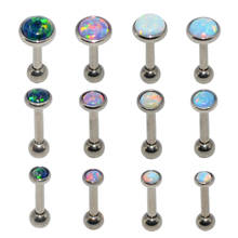 1PC G23 Titanium Flat Opal Gem Internally Threaded Labret Stud Ear Tragus Cartilage Helix Earring Fashion Body Piercing Jewelry 2024 - buy cheap