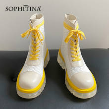 SOPHITINA-Zapatos con suela de cristal para mujer, Botines de tacón medio con cremallera, punta redonda, resistentes al desgaste, varios colores, MO663 2024 - compra barato