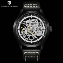 2021 г., PAGANI, дизайнерские брендовые модные золотые часы с кожаным ремешком, Мужские автоматические механические водонепроницаемые часы-скелетоны, мужские часы, коробка 2024 - купить недорого