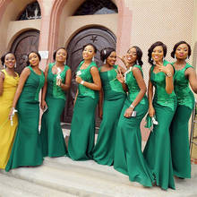 Изумрудно-зеленое платье подружки невесты из африканская ткани 2020, оптовая продажа, длинное платье русалки без рукавов для свадебной вечеринки для женщин на заказ 2024 - купить недорого