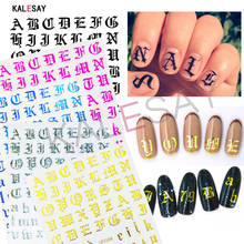 3D Old English Design Nail Art Stickers Manicure Nail Decal Back Glue Stickers for Nails Decal Decoration 12 Colors Option 2024 - buy cheap
