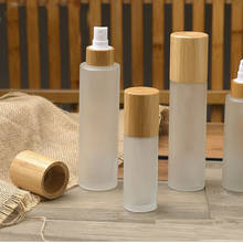 100ml 120ml Frosted Glass Cosmetic Sprayer Nozzle Bottle with Bamboo Lid Cosmetic Fine Mist Toner Refillable Sprayer Container 2024 - buy cheap