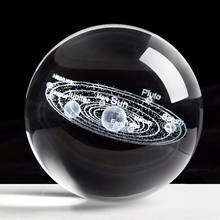 Bola de Sistema Solar grabada con láser, modelo de planetas en miniatura 3D, esfera de cristal, accesorios de decoración del Hogar 2024 - compra barato