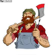 Tri Mishki WCS775# 14*14.6cm cartoon lumberjack  car sticker colorful Decals Motorcycle Accessories Stickers 2024 - buy cheap