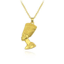 New African Egyptian Queen Pendant Necklaces Vintage Gold Face Necklace For Women Men Fashion Jewelry Gift Wholesale 2024 - buy cheap