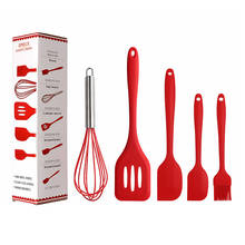 Juego de utensilios de cocina de silicona, espátula antiadherente pequeña, cepillo de aceite, batidor de huevos, accesorios de cocina, 5 uds. 2024 - compra barato