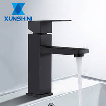 XUNSHINI Black Square Bathroom Sink Faucet Single Handle Basin Faucet Wash Tap Bathroom Toilet Deck Mounted Basin Tap 2024 - buy cheap