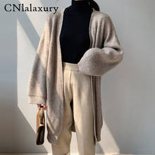 2020 casual longo casaco de malha cardigan outono elegante feminino solto cor sólida outwear camisola jaqueta capa superior sueter mujer 2024 - compre barato