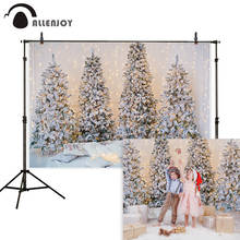 Allenjoy-par de fundo para estúdio de fotografia, decoração de ano novo com pinha de neve para crianças, fotochamadas e interfone 2024 - compre barato