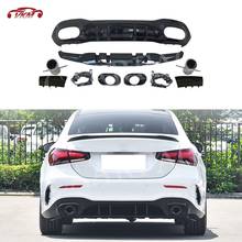PP Black Rear Lip Diffuser With Exhaust Tips For Mercedes Benz A Class W177 A180 A200 A250 A35 2019 2020 Bumper Splitters 2024 - buy cheap