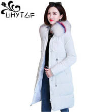 Uhytgf jaqueta feminina de algodão com capuz, casaco longo, quente, grande, 655 2024 - compre barato
