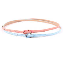 Candy Color Metal Buckle Thin Casual Belt For Women , Leather Belt Female Straps Waistband For Apparel Accessories SE34 2024 - buy cheap