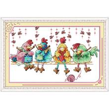 El pollo que hace punto un suéter de punto de cruz de dibujos animados DMC color algodón 14ct 18ct Set DIY Kit de seda de algodón bordado costura 2024 - compra barato