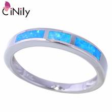 CiNily Created Blue Fire Opal Silver Plated Wholesale Hot Fashion for Women Jewelry Engagement Wedding Ring Size 6.5 9 OJ8904 2024 - buy cheap