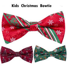 Ricnais gravata borboleta infantil, laço de seda para meninos e crianças, com palmilha do papai jucquard, vermelho e verde para festa de natal 2024 - compre barato