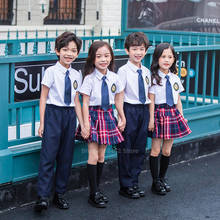 100-150cm Children School Uniform Student Boys Girls 2PCs Clothing Set Primary High School Shirt Skirt Costume for teenagers 2024 - buy cheap