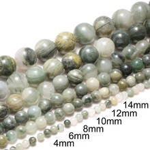 Contas de fio soltas de ágata, redondo, musgo, grama verde, para fazer jóias, colar diy, pulseira, tamanhos 6-12mm, 15" 2024 - compre barato