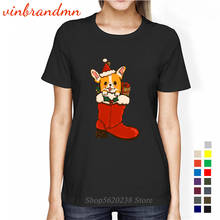 Merry Christmas Gift T Shirts Women Fashion Graphic Cute Santa Boot Corgi Tee Kawaii Girls Tshirt Hipster Ladies T-shirts Tops 2024 - buy cheap