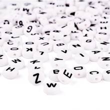 500g 7x4mm Letters Alphabet Acrylic Bead Loose Spacer Beads Flat Round White for DIY Jewelry Making Bracelet Necklace Craft 2024 - buy cheap