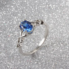 Moda azul zircônia cúbica anel feminino interseção oco menina anel senhora jóias de noivado dia dos namorados presente para namorada 2024 - compre barato