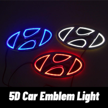 5d brilho do carro led frente emblema traseiro luz emblema para hyundai ix35 i30 sonata yf tucson santafe genesis coupe verna elantra acento 2024 - compre barato