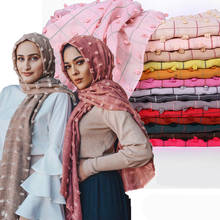Plain Turkish Style Pom Cotton Hijab Scarf Muslim Shawl Solid Color Plaid Scarf Headband Wrap Turban Shawls Scarves 10PCS/Lot 2024 - buy cheap